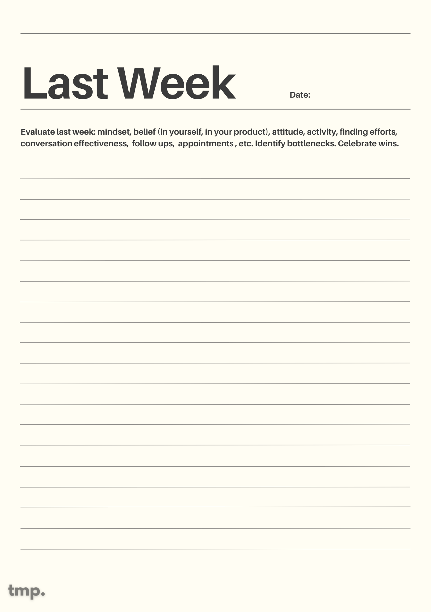 Win the Week Weekly Journal