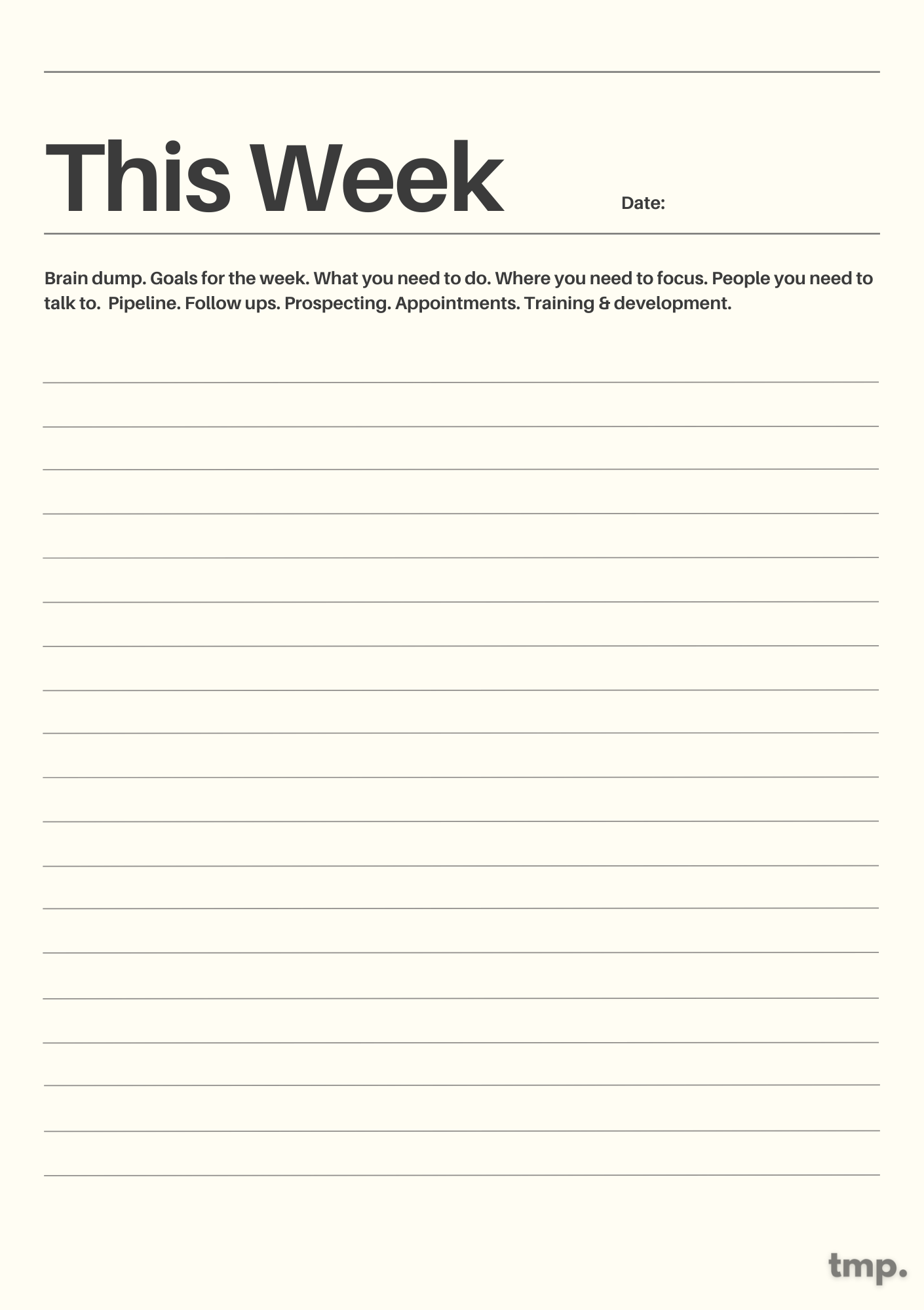 Win the Week Weekly Journal
